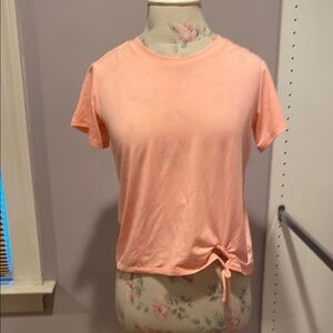 Zella Orange Pink Crop Tie-Front T-Shirt